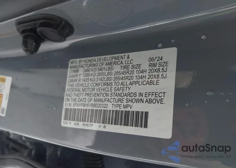 2024 Honda Passport Awd Ex-L from USA, damaged, VIN 5FNYF8H51RB020322